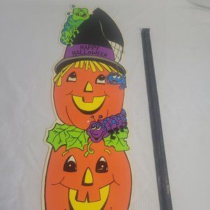 Vintage Happy Halloween Double Pumpkin 1999 Yard Art